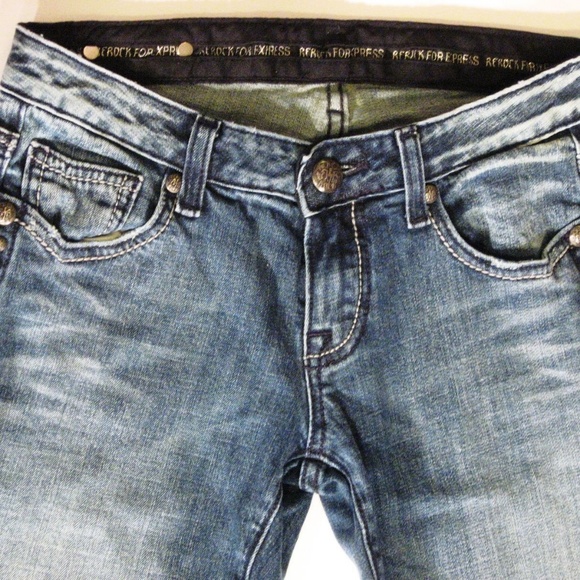 Jeans Rerock Distressed Boot Cut 27x30 Sz 2 Short - Picture 4 of 7